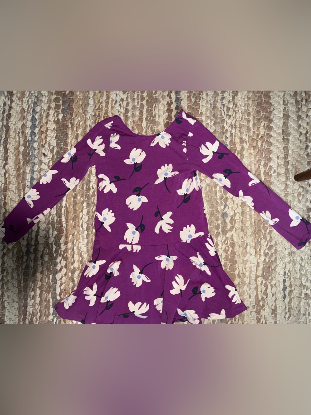 Tea Collection Purple Floral Long-Sleeve Knit Dress